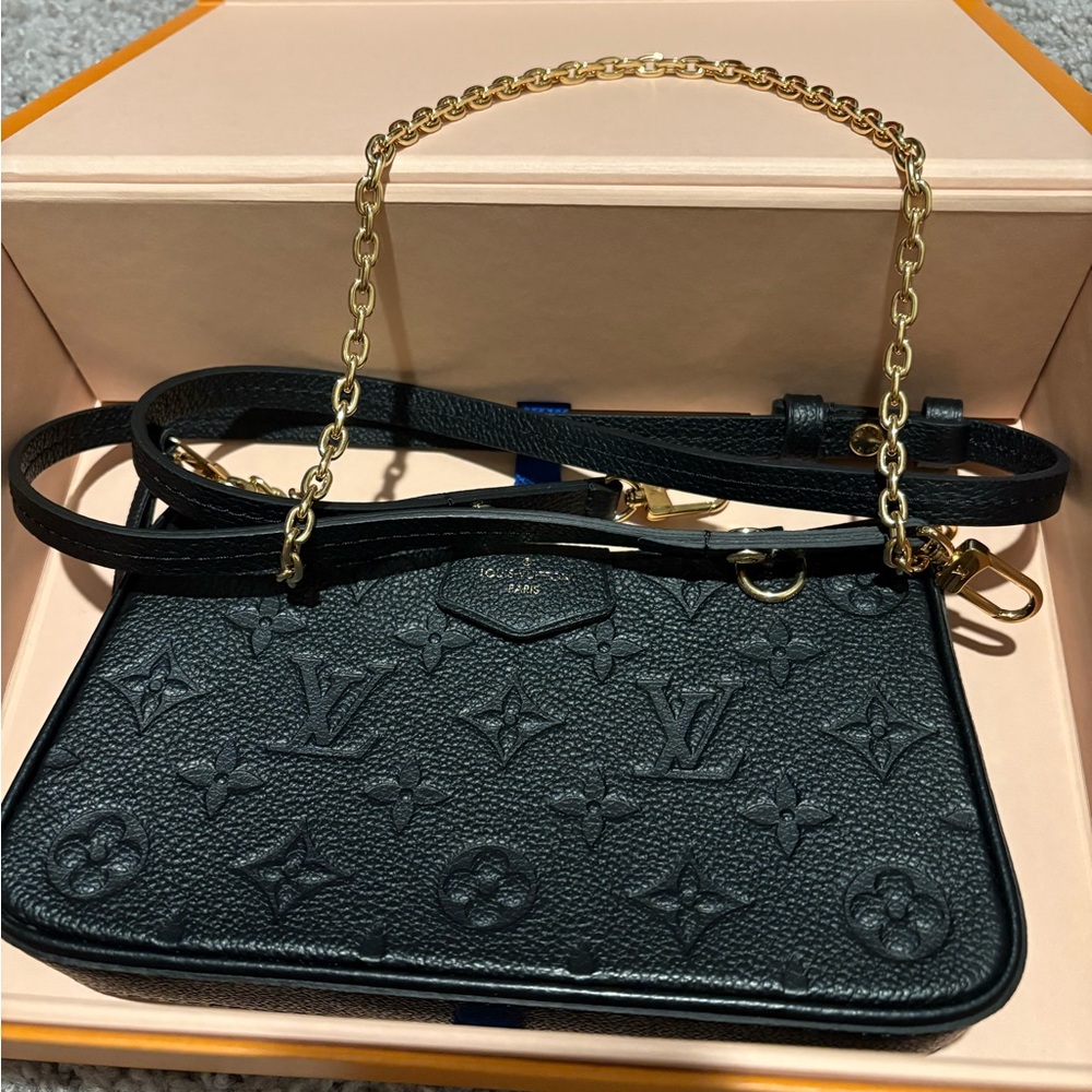 Louis Vuitton Black and Gold Crossbody Bag with Monogram